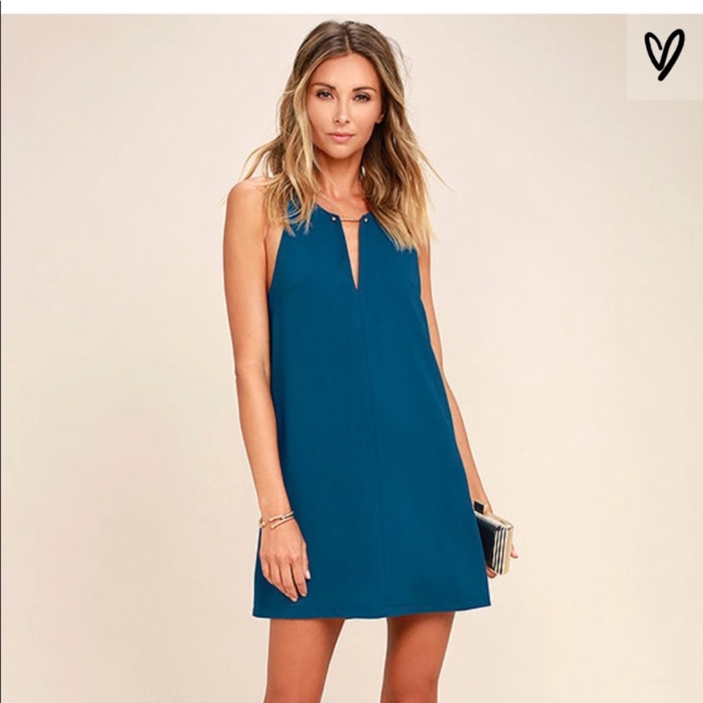 Lulu’s Near or Bar Teal Blue Shift Dress